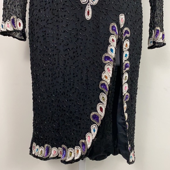* Vintage Baluchi Creation 100% Silk Sequin Beaded Dress 80’s 90’s Vintage Dress - Picture 6 of 17